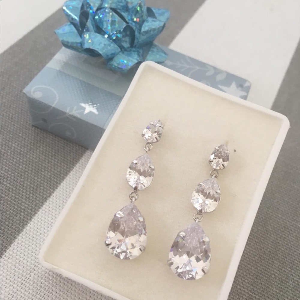 White rhinestone earrings
